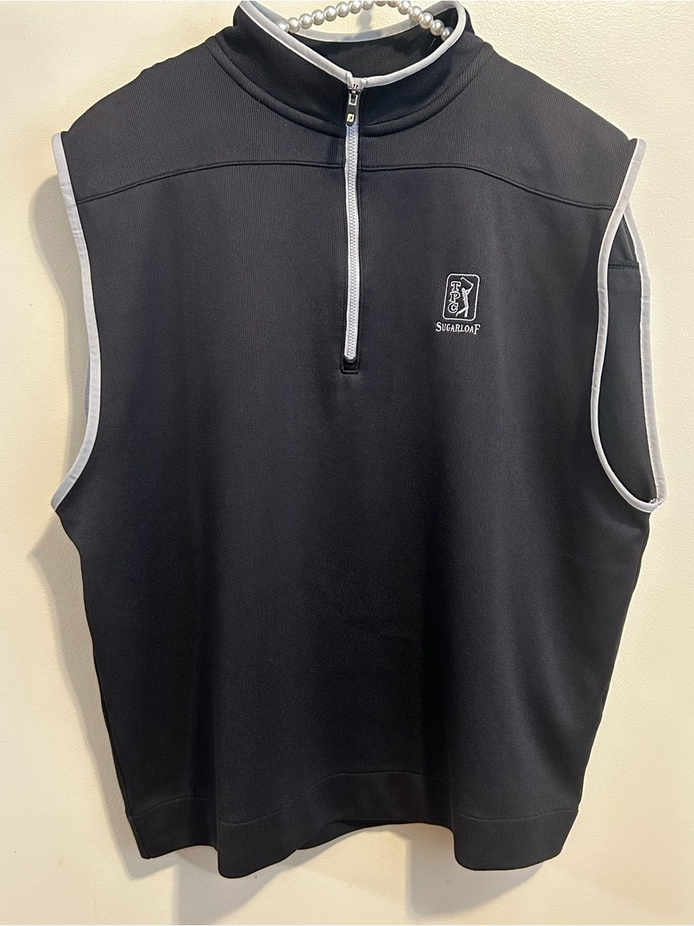 FootJoy TPC Sugarloaf Golf Vest Mens XL Black Quarter Zip Sleeveless Pullover